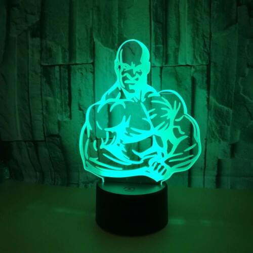 New Creative Muscle 3d Desk Lamp Stereo Vision Touch Nightlight Sports Gift Usb 3d Table Lamp Factory wholesale 7 color change
