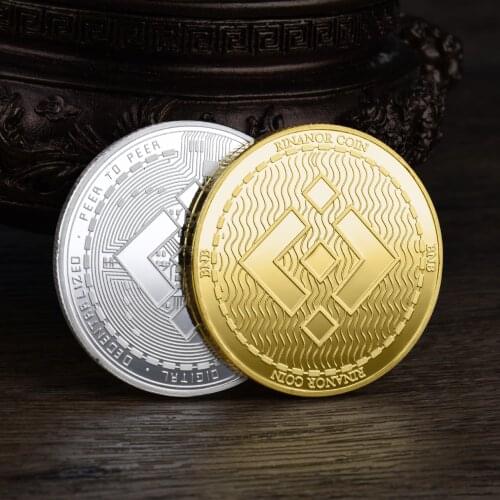 BNB Cryptocurrency Coin Metal Silver Gold Physical Binance Coin Souvenir Crypto Coin Commemorative Home Decor Collectible Gift
