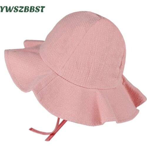 New Casual Summer Baby Girls Sun Hats Solid Color Cotton Children Bucket Hat Summer Sun Cap for Girls Child Cap Kids Beach Cap