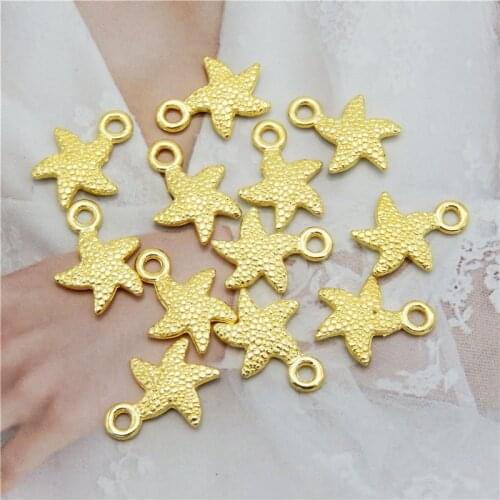 GraceAngie 20PCS Gold Starfish Charm Pendant For Bracelet Necklace Jewellry Making Accessories Necklace Making Findings Keychain