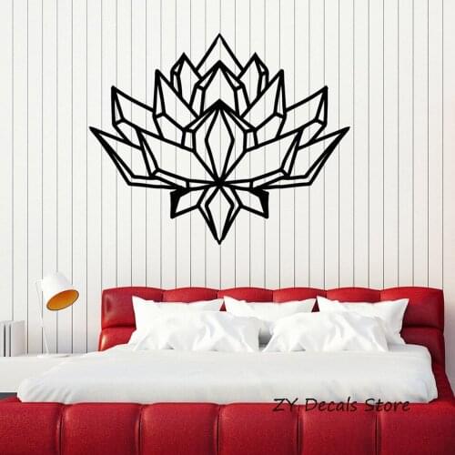 Polygonal Lotus Vinyl Wall Decal Abstract Flower Room Decoration Stickers Mural Waterproof Geometric Wall Sticker Bedroom S647