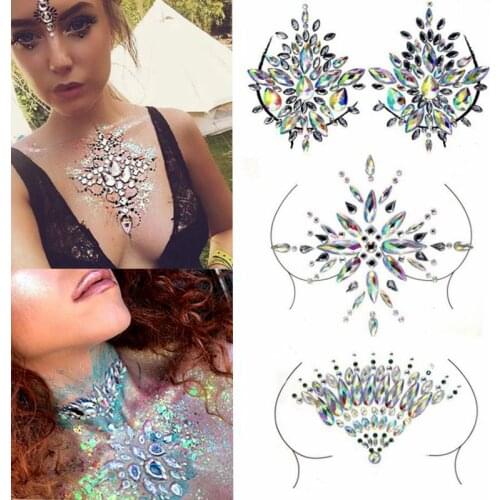 Prajna Chest Crystal Rhinestones Glass Body Crystals Stickers Festival Party Face Temporary Tattoo Fashion Jewelry Strass Decor
