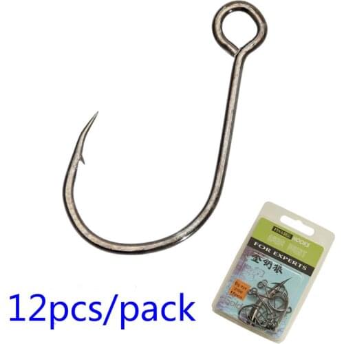 Hot 12 Pcs/pack High Carbon Steel Big Eye Fishing Hook For Live Bait And Hardbait Super Lock Fishhooks Lure Tackle Pescag Hooks