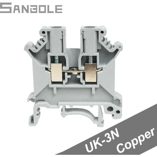 UK-3N Terminal blocks 2.5 Square Combination Universal terminals row connector Din rail screw Type brass (50PCS)