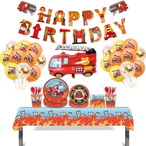 Birthday Fireman Sam Party Latex Balloons Kids Favors Party Gift Fire Truck Balloon Firefighter Baby Shower Party Decor Supplies
