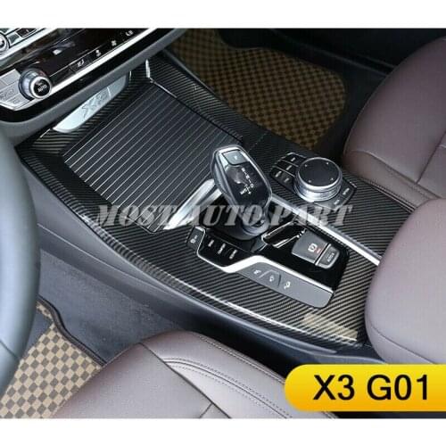 ABS Plastic Carbon Fiber Interior Center Console Gear Shift Panel For BMW X3 X4 G01 G02 2018-2021 2pcs LHD Car Decoration