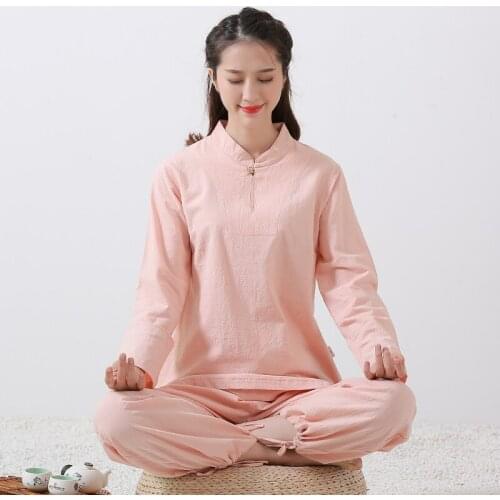 4 Colors Women Yoga Uniform Cotton Linen High Quality Tai chi Wushu Kung fu Clothing For Adults Martial arts Wing Chun Suit