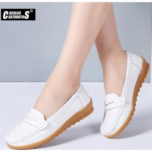 Cuculus 2021 Summer Classic women ballet flats genuine leather loafers shoes slip on flat heel shoes Boat Ladies ballerina flats