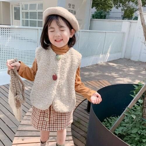 Baby Girl Wool Vest Coats Toddler Winter Clothes 2019 New Baby Girl Cute Lambswool Waistcoats Fur Vest for Girls Kids Jackets