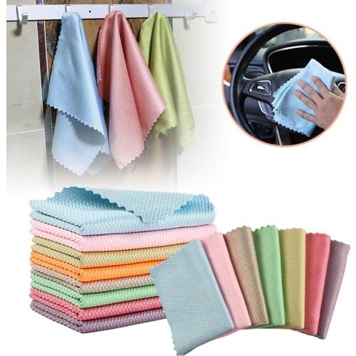 1pc Cleaning Rag Fish Scale Wipe Cloth Efficient Non-stick Oil Dish Cleaning Rag Mirror Glass Anti-grease Wiping Rags Kitchen