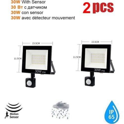 2 pcs 220V 10-100W LED FloodLight Spotlight Exterior Street wall reflector LED Waterproof Buitenlamp Lamp Motion Sensor Detector