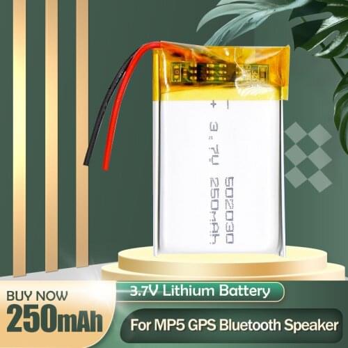 502030 052030 3.7V 250mAh Lithium Polymer Li ion Rechargeable Battery For MP3 MP4 LED DVD GPS Bluetooth Headset Speaker Camera