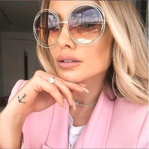 Oversized Brown Sunglasses Women Sexy Round Frame Sun Glasses Female Italy brand eyewear UV400 Big Circle Glasses Fashion Oculos