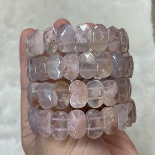 Bloom sakura agates stone beads bracelet natual stone jewelry bangle for woman for gift wholesale