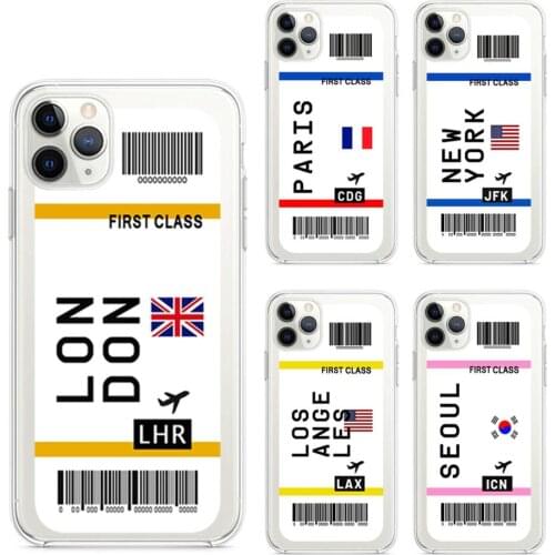 Fashion Air Tickets Phone Case for iPhone 12 Pro Max for iPhone 12 Plane Ticket Phone Case 11 Pro Max X XS XR XSMAX 7P 8P 7Plus