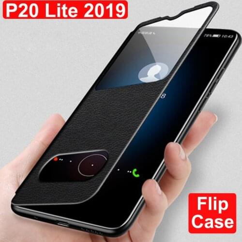 For Huawei P20 Lite 2019 case back cover open window Flip Leather Case For Huawei P20Lite 2019 Phone Cases P 20 Lite 2019 shell
