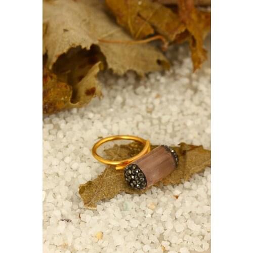 Dr Stone Natural Stone Women 'S Pink Quartz Ring Z121AR190