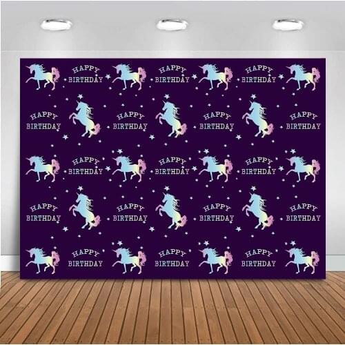 Unicorn Backdrop for Photography Happy Birthday Step and Repeat Photo Background for Photographic Studio Printed 404
