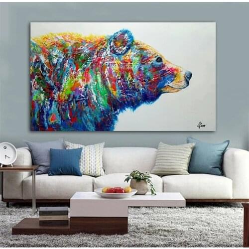 Graffiti Bear Canvas Painting Colorful Animal Posters And Prints Modern Wall Art Pictures For Living Room Bedroom Decoration