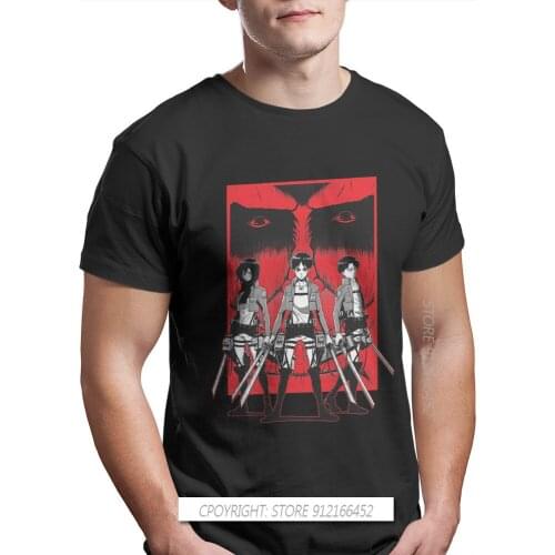 The Survey Corps Hipster TShirts Attack On Titan Eren Anime Men Graphic Fabric Tops T Shirt Crew Neck Oversize