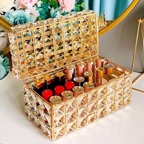 IMUWEN 21 Grid Lipstick Storage With Lid Crystal Bathroom Makeup Organizer Cosmetic Storage Rack Desktop Finishing