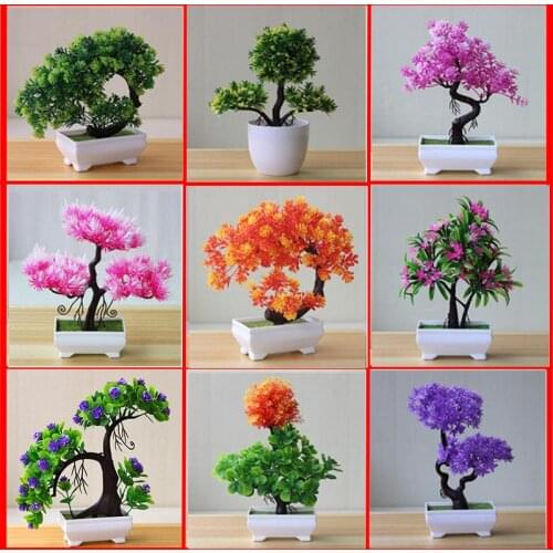 Artificial Plant Lotus Plant Potted Plastic Flower Table Top Ornaments Christmas Simulation Bonsai Craft Green Plant Decorative