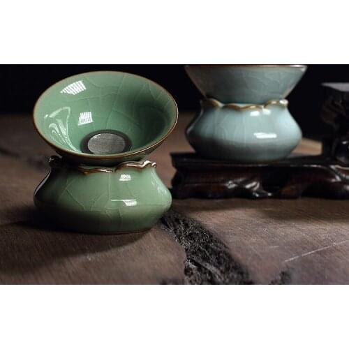 Longquan celadon tea leak brother kiln tea filter ceramic tea Kung Fu tea accessories