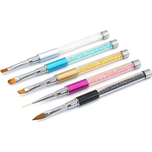 Nail Brush 1Pcs Nail Art Brush UV Gel Nail Painting Brushes with Rhinestone Handle Nail Liner Brush Nail Drawing Pen