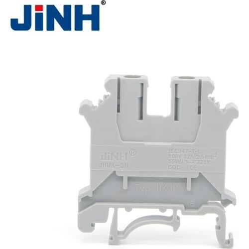 JINH Din Rail Terminal BlocksElectrical Terminal Block Connector UK-3N Wire Conductor
