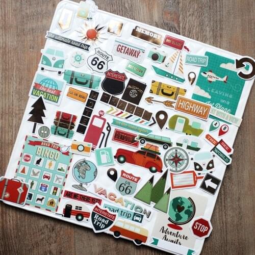 KSCRAFT 65pcs Travel Paper Stickers for Scrapbooking Happy Planner/Card Making/Journaling Project