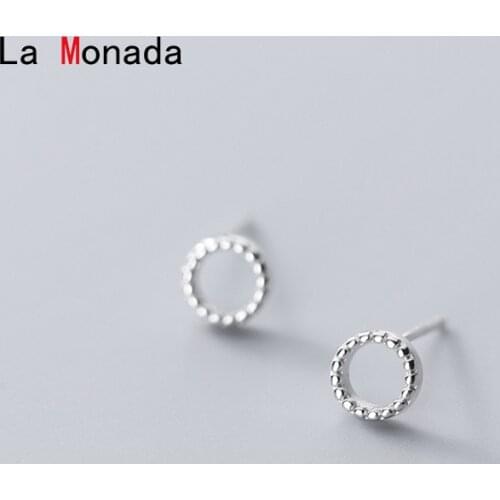 La Monada Circle Earings Studs 925 Sterling Silver Fine Jewelry Minimalist Beautiful Stud Earrings For Women Silver 925 Korean