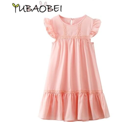 Summer Girls Cotton Pink Dress Kids Ruffle Elegant Princess Dresses Party Frocks 2020 Korean Style Big Girls Clothes 4 - 14 Yrs