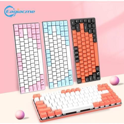 Eagiacme F82 Keys Anti-ghosting Mechanical Gaming Keyboard With Adjustable Backlight ABS Keycaps MX Blue Switch Pink Keyboard
