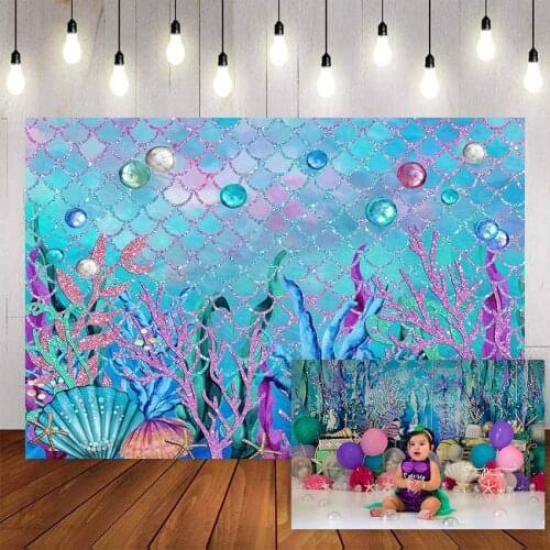 Mehofond Under The Sea Coral Newborn Backdrop for Photography Baby Shower Birthday Party Photo Background for Children Studio