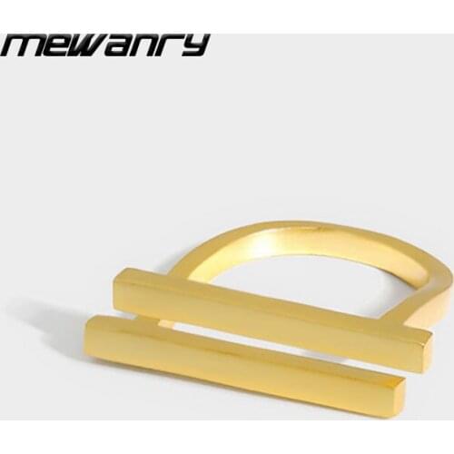 Mewanry 925 Sterling Silver Couples Rings Creative Double Layer Geometric Accessories New Trendy Party Jewelry Birthday Gifts