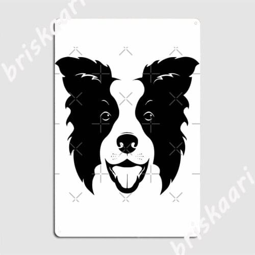 Cute Border Collie Funny Dog Metal Signs pub Party Vintage Plates Tin sign Posters