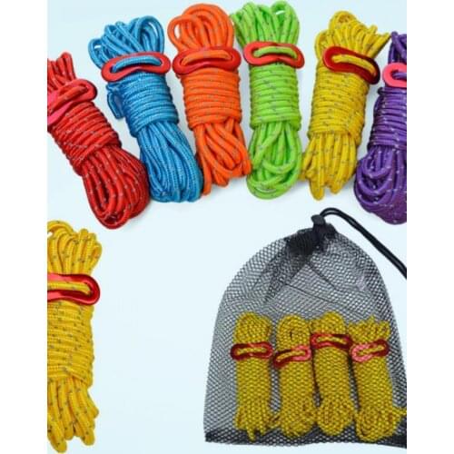 Outdoor Camping Tent Rope High-Strength Polyester Firm Filament Multifunction Climbing Mountaining Wind Reflective Line 4M