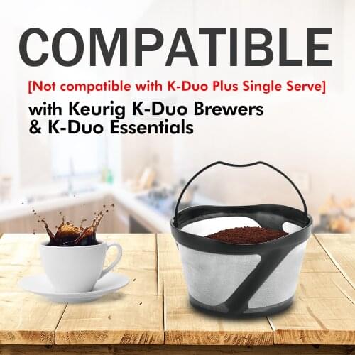 Reusable Mesh Ground Coffee Filter Carafe for Keurig K-Duo Essentials and K Duo Brewers Machine, With 2 Refillable K Cups Pod