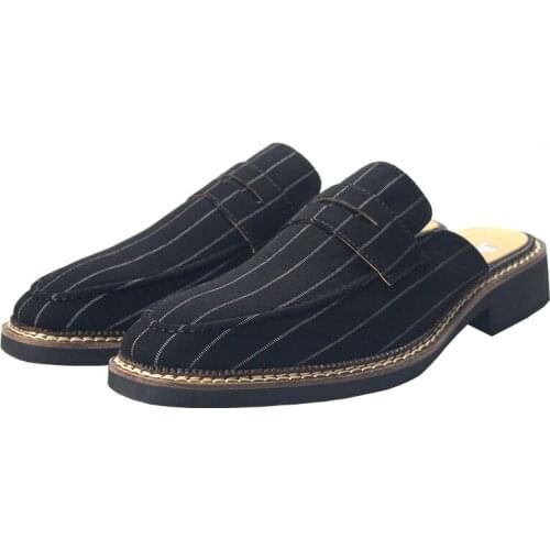New handmade High Quality Outdoors Men slipper Fashion Mules men shoes Stripe Leisure slippers