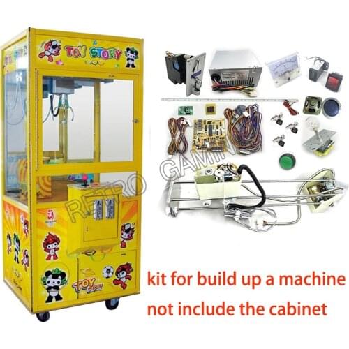 DIY Toy Crane Machine Cabinet kit Parts with Crane Game PCB Slot Game Board coin acceptor, buttons, harness ,claw