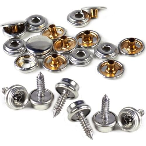DWCX 25 Sets Silver 15mm Stainless Snap Cap Button Screw Studs Fasteners fit for Canvas Tent Canopy Sockets Boat Marine Cover