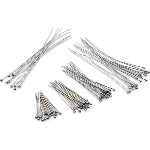 No Fade 100pcs/Lot 20-70 mm 316 Stainless Steel Ball Pins Findings Ball Head Pins For Jewelry Making DIY Supplies Accessories