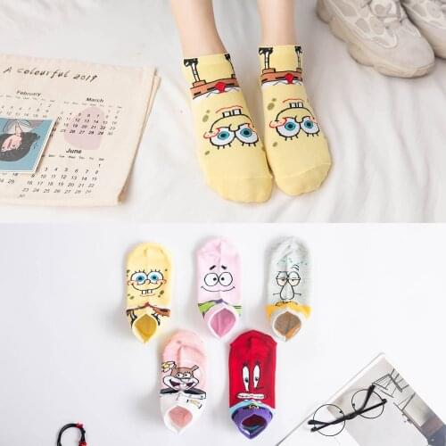 Anime Sponge octopus starfish crab Cosplay Cartoon creative boat socks lady cotton socks cartoon pattern socks