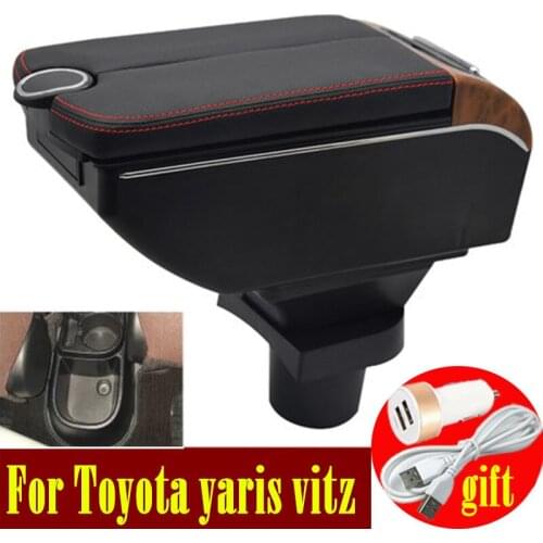 For Toyota yaris vitz Armrest box Double doors open 7USB Centre Console Storage Box Arm Rest