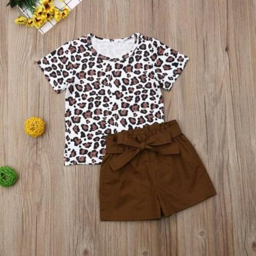Pudcoco 2020 Toddler Kids Baby Girl Infant Clothes Leopard Print T-shirt Tops Pants Outfit
