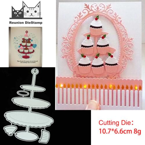 Reunion Metal Cutting Dies Birthday Cake Stand Cut Die Mold Decoration Scrapbook Paper Craft Knife Mould Blade Punch Stencil Die