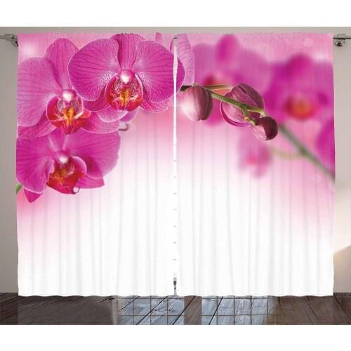 Garden Plant Orchid Curtains for Bedroom Home Window Treatments Curtains for Living Room