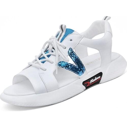 Open-Toe Flat Sandals Lace-Up Color Matching WomenS Shoes Roman Shoes WomenS Platform Shoes