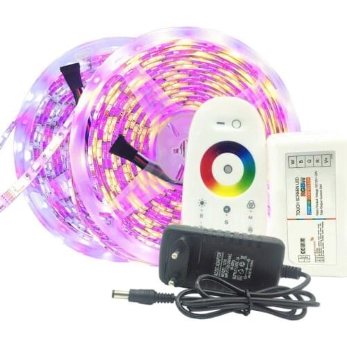 10m 5m RGB RGBW RGBWW led strip Waterproof IP65/IP20 5050 tape ribbon 12V+2.4G Touch Screen Remote Controller+Power adapter Kit