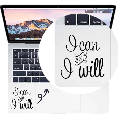 I Can I Will Motivation Quote Decal Laptop Trackpad Sticker for MacBook Pro Air Retina 11 12 13 15 inch Mac Book Touchpad Skin